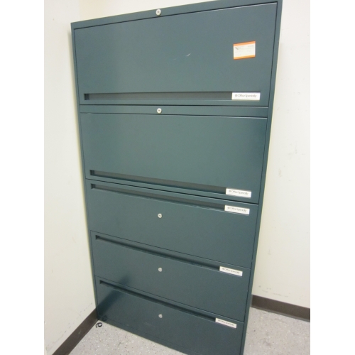 Office Specialty Teal 5 Drawer Lateral File Cabinet Locking